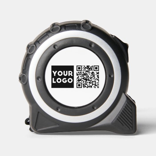Bewerkbare QR-code & uw bedrijfslogo of afbeelding Rolmaat (Voorkant)