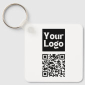 Bewerkbare QR-code & uw bedrijfslogo of afbeelding Sleutelhanger (Voorkant)