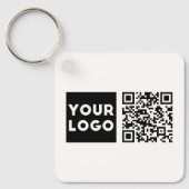 Bewerkbare QR-code & uw bedrijfslogo of afbeelding Sleutelhanger (Voorkant)