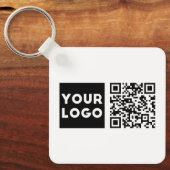Bewerkbare QR-code & uw bedrijfslogo of afbeelding Sleutelhanger (Voorkant)