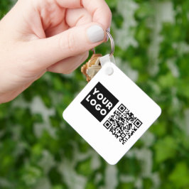 Bewerkbare QR-code & uw bedrijfslogo of afbeelding Sleutelhanger