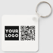 Bewerkbare QR-code & uw bedrijfslogo of afbeelding Sleutelhanger (Achterkant)