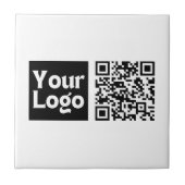 Bewerkbare QR-code & uw bedrijfslogo of afbeelding Tegeltje (Voorkant)