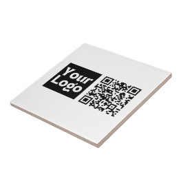Bewerkbare QR-code & uw bedrijfslogo of afbeelding Tegeltje