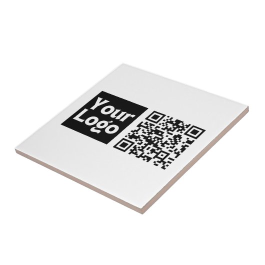 Bewerkbare QR-code & uw bedrijfslogo of afbeelding Tegeltje (Zijkant)
