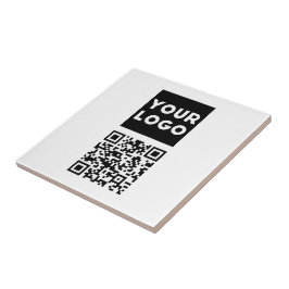 Bewerkbare QR-code & uw bedrijfslogo of afbeelding Tegeltje