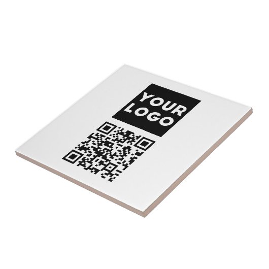 Bewerkbare QR-code & uw bedrijfslogo of afbeelding Tegeltje (Zijkant)