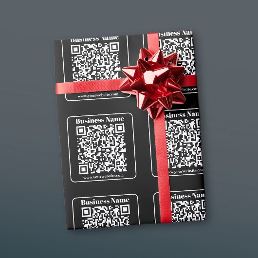 Bewerkbare QR-code Zwart & Wit Retro Moderne Stijl Cadeaupapier
