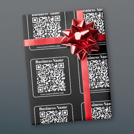 Bewerkbare QR-code Zwart & Wit Retro Moderne Stijl Cadeaupapier