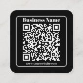 Bewerkbare QR-code Zwart & Wit Retro Moderne Stijl Informatiekaartje (Voorkant)