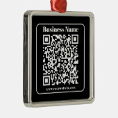 Bewerkbare QR-code Zwart & Wit Retro Moderne Stijl Metalen Ornament (Rechts)