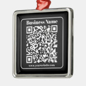 Bewerkbare QR-code Zwart & Wit Retro Moderne Stijl Metalen Ornament (Links)