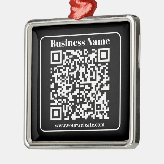 Bewerkbare QR-code Zwart & Wit Retro Moderne Stijl Metalen Ornament (Links)