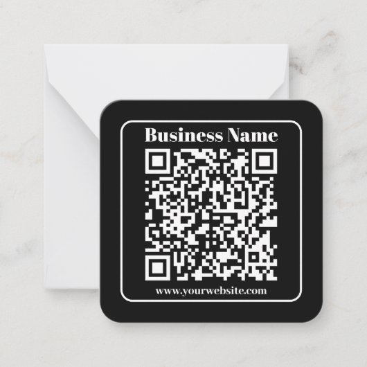 Bewerkbare QR-code Zwart & Wit Retro Moderne Stijl Notitiekaartje (Voorkant)