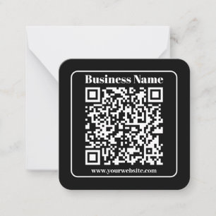 Bewerkbare QR-code Zwart & Wit Retro Moderne Stijl Notitiekaartje