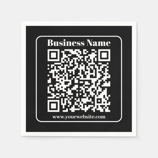 Bewerkbare QR-code Zwart & Wit Retro Moderne Stijl Servet (Voorkant)
