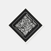 Bewerkbare QR-code Zwart & Wit Retro Moderne Stijl Servet (Hoek)