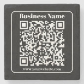 Bewerkbare QR-code Zwart & Wit Retro Moderne Stijl Stenen Onderzetter (Voorkant)