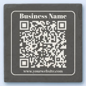 Bewerkbare QR-code Zwart & Wit Retro Moderne Stijl Stenen Onderzetter