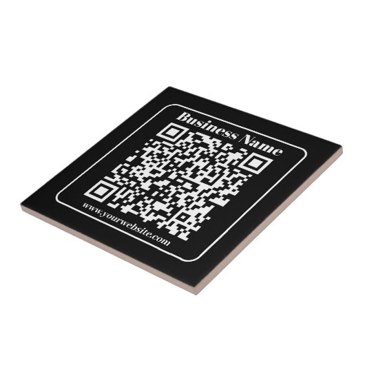 Bewerkbare QR-code Zwart & Wit Retro Moderne Stijl Tegeltje (Zijkant)