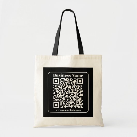 Bewerkbare QR-code Zwart & Wit Retro Moderne Stijl Tote Bag (Voorkant)