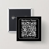Bewerkbare QR-code Zwart & Wit Retro Moderne Stijl Vierkante Button 5,1 Cm (Voorkant /achterkant)