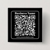 Bewerkbare QR-code Zwart & Wit Retro Moderne Stijl Vierkante Button 5,1 Cm (Voorkant)