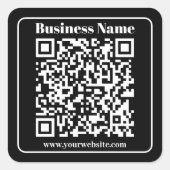 Bewerkbare QR-code Zwart & Wit Retro Moderne Stijl Vierkante Sticker (Voorkant)