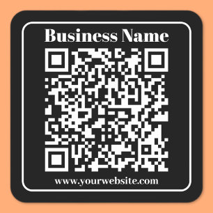 Bewerkbare QR-code Zwart & Wit Retro Moderne Stijl Vierkante Sticker