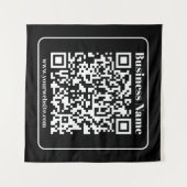 Bewerkbare QR-code Zwart & Wit Retro Moderne Stijl Wandkleed (Voorkant (horizontaal))