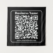 Bewerkbare QR-code Zwart & Wit Retro Moderne Stijl Wandkleed (Voorkant)