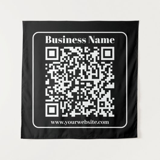 Bewerkbare QR-code Zwart & Wit Retro Moderne Stijl Wandkleed (Voorkant)