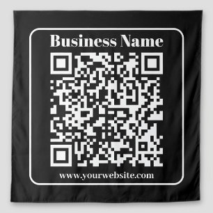 Bewerkbare QR-code Zwart & Wit Retro Moderne Stijl Wandkleed