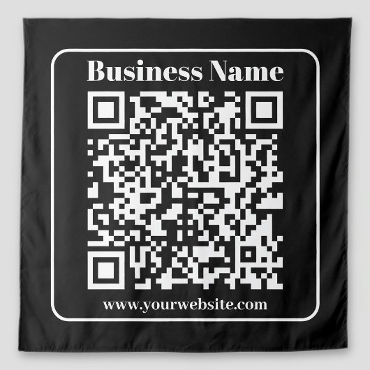 Bewerkbare QR-code Zwart & Wit Retro Moderne Stijl Wandkleed