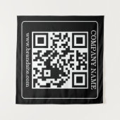 Bewerkbare QR-code Zwart Wit Retro Moderne Vormgev Wandkleed (Voorkant (horizontaal))