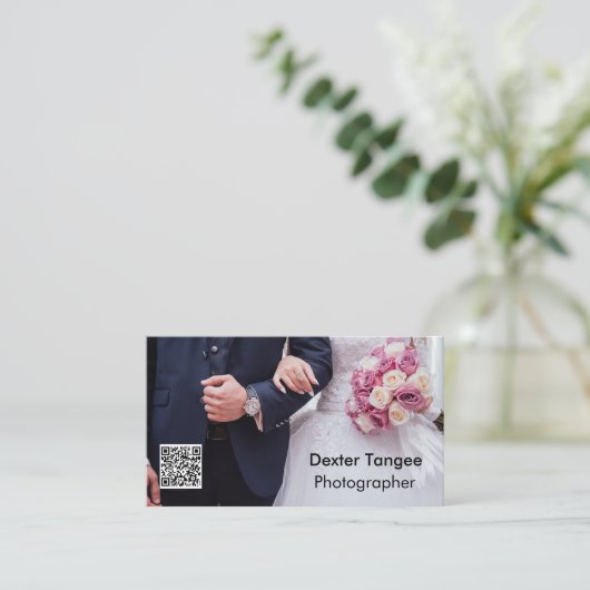 Bewerkbare QR-fotocode Visitekaartje (Staand voorkant)