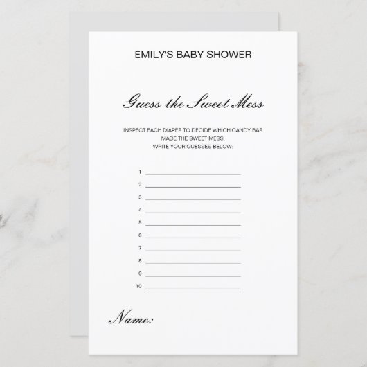 Bewerkbare Raad de Sweet Mess, Dirty Diaper (Voorkant / Achterkant)