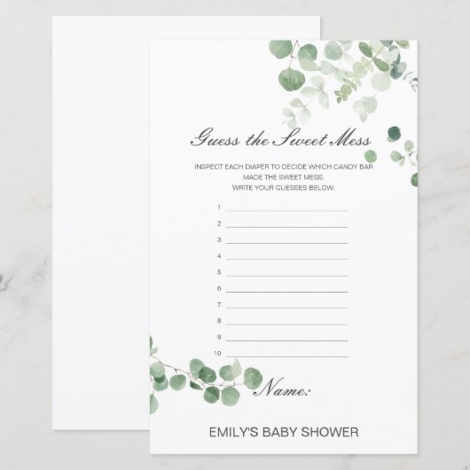 Bewerkbare Raad de Sweet Mess, Dirty Diaper (Voorkant / Achterkant)