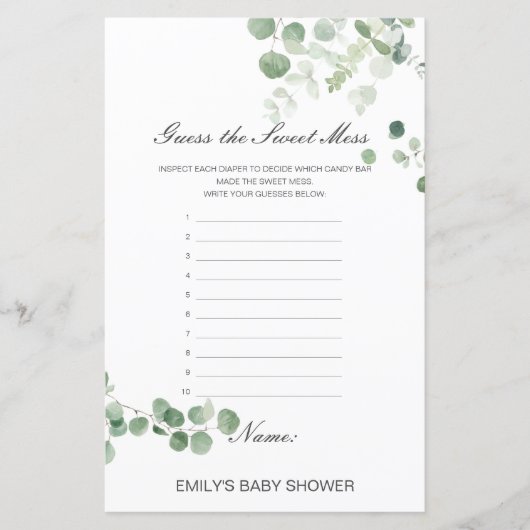 Bewerkbare Raad de Sweet Mess, Dirty Diaper (Voorkant)