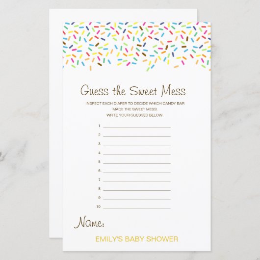 Bewerkbare Raad de Sweet Mess, Dirty Diaper (Voorkant / Achterkant)