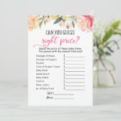 Bewerkbare Raad juiste prijs spel Baby shower Kaar Kaart (Staand voorkant)