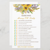 Bewerkbare raad wie, Baby shower van mama of papa (Voorkant / Achterkant)