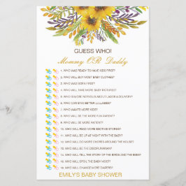 Bewerkbare raad wie, Baby shower van mama of papa