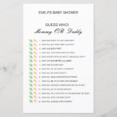 Bewerkbare raad wie, Baby shower van mama of papa (Voorkant)