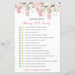 Bewerkbare raad wie, Baby shower van mama of papa