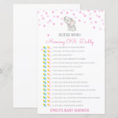 Bewerkbare raad wie, Baby shower van mama of papa (Voorkant / Achterkant)