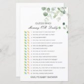 Bewerkbare raad wie, Baby shower van mama of papa (Voorkant / Achterkant)