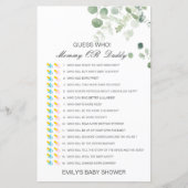 Bewerkbare raad wie, Baby shower van mama of papa (Voorkant)