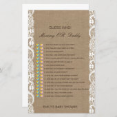 Bewerkbare raad wie, Baby shower van mama of papa (Voorkant / Achterkant)