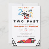 Bewerkbare raceauto 2e TWEE snelle  verjaardag Kaart (Voorkant)